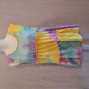 Multicoloured Tie Dye top or short dress by Perfect, Sz XL, lightweight, summer